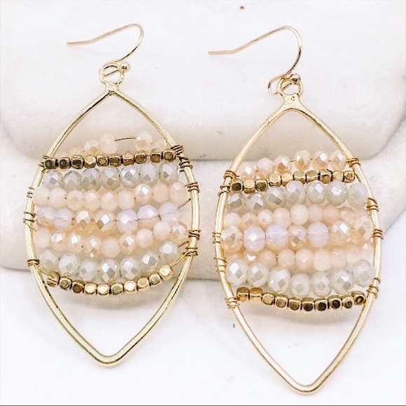 Jewelry - Handmade Faceted Marquee Hoop Earrings
